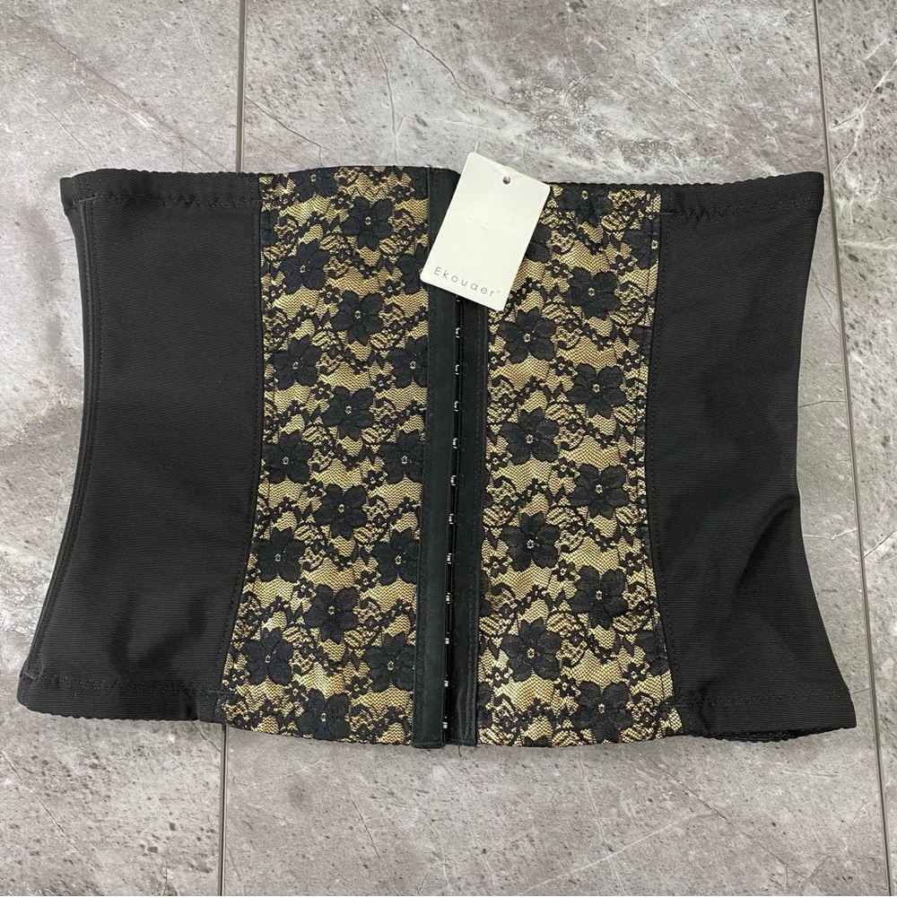 Ekouaer Corset Women’s 14 Shapewear Slimming Black Victorian Cream Lace